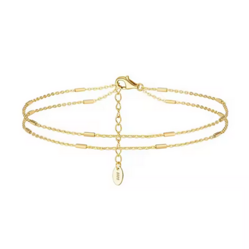 Leselles_Finest Double Line_Anklets_gold_Produktfoto